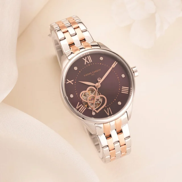 Mécanique Élégante Stainless steel with Twotone Rose Gold and Silver Metal Strap CF.1034.M