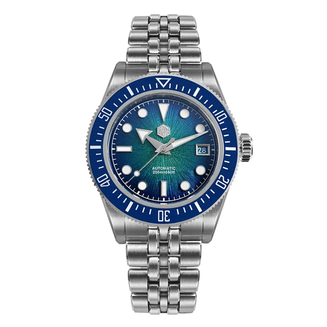 San Martin Automatic Diver Watch SN0148 圣马丁-SN0148-渐变蓝- 五珠带 1755 kol saati