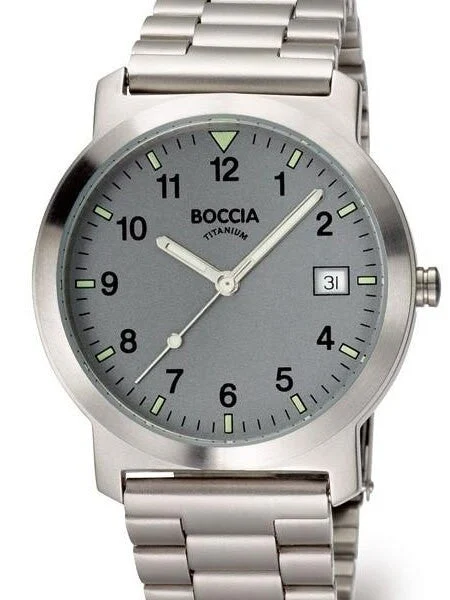 Boccia Thin Quartz Watch with 37mm Titanium Case and Titanium Bracelet #3545-02 37 mm kol saati