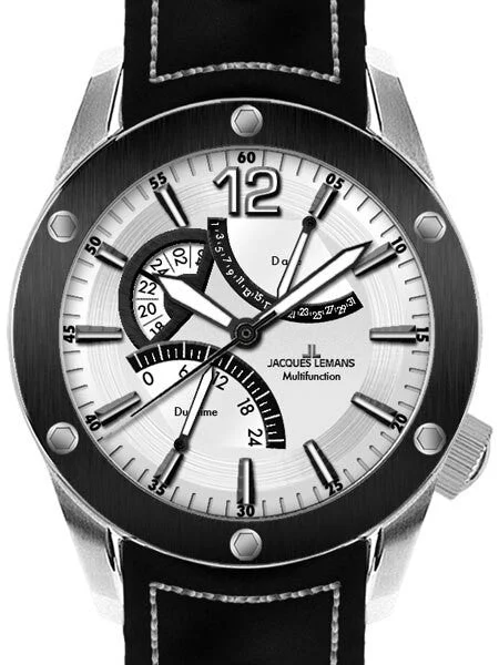 Jacques Lemans Liverpool Quartz Watch with Dual Time GMT and Pointer Date #1-1739B kol saa