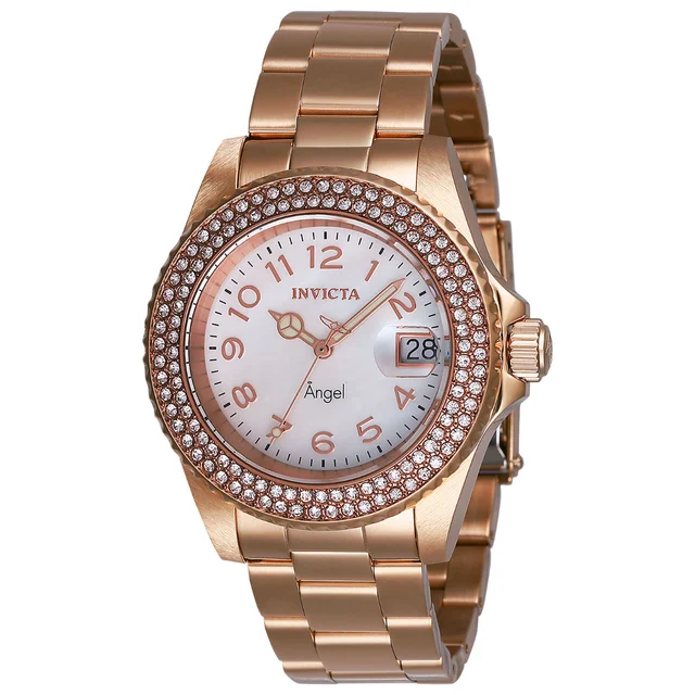 Invicta Angel Swiss Ronda 515 Caliber Watch w/ Mother of Pearl Dial - 40mm, Rose Gold (286