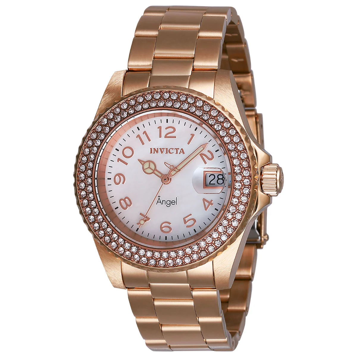 Invicta Angel Swiss Ronda 515 Caliber Watch w/ Mother of Pearl Dial - 40mm, Rose Gold (28674) 40 mm kol saati