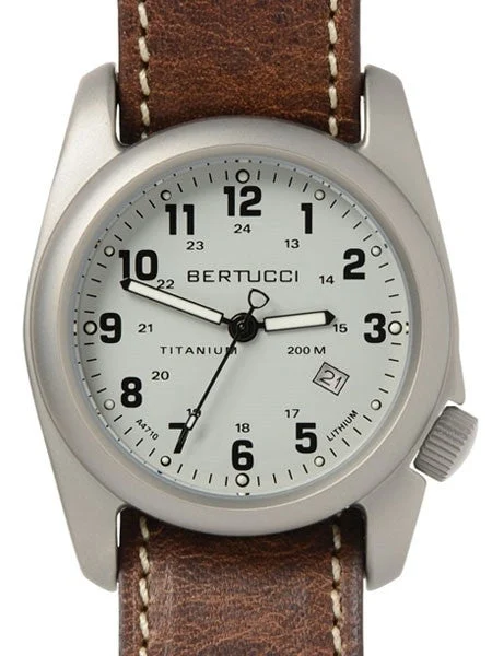 Bertucci Titanium Watch, 10-Year Lithium Battery, Horween Leather #12716 kol saati
