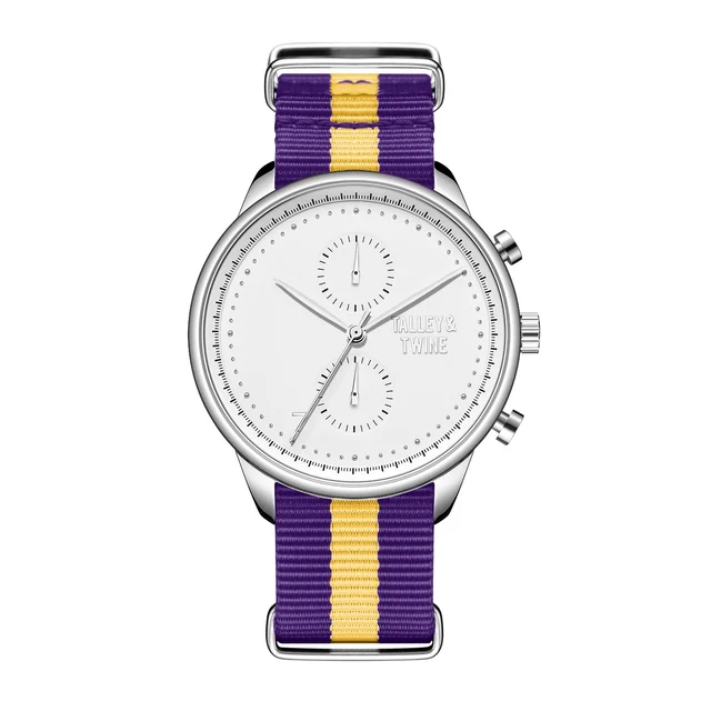 Talley & Twine Watch Company M-wht-purpgld-canvas kol saati
