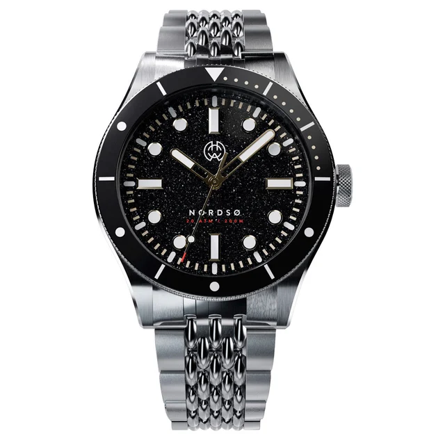 Henry Archer Nordso Aventurine Automatic Watch with Raven Dial #HAC-NOR-RAA-BOR kol saati