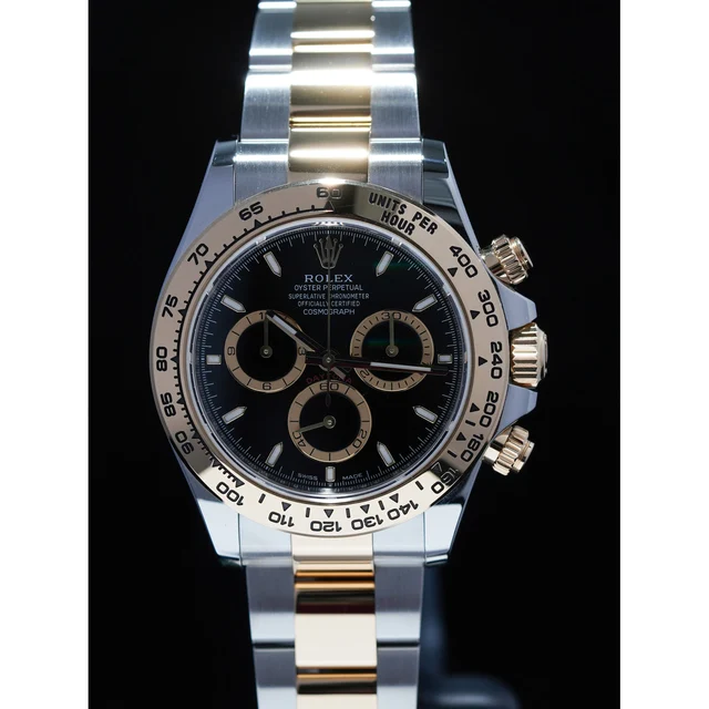 Rolex Daytona Black Dial Two Tone Bracelet 210009N30728 kol saati