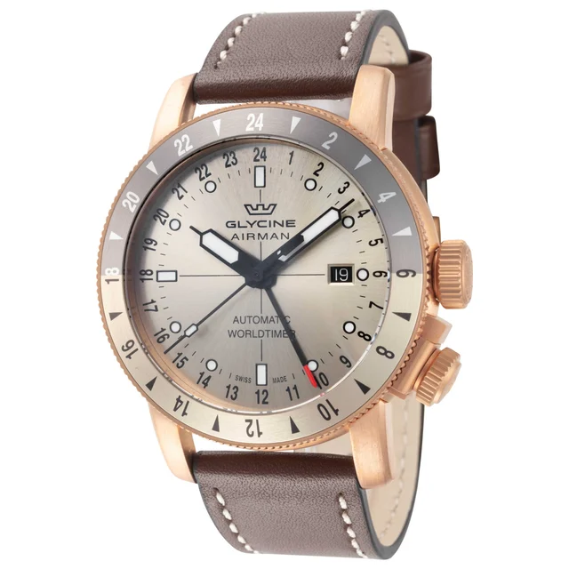 Glycine Airman Contemporary Bronze GMT Watch GL0551 kol saati