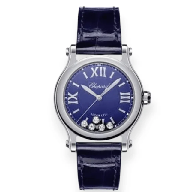 Chopard Happy Sport 5 Diamonds Blue Dial Stainless Pre-Owned Chopard Happy Sport 5 Diamond
