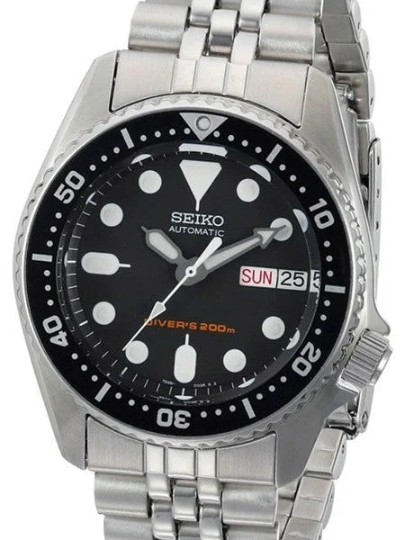 Seiko Scratch and Dent - Black Automatic Dive Watch with Stainless Steel Bracelet #SKX013K
