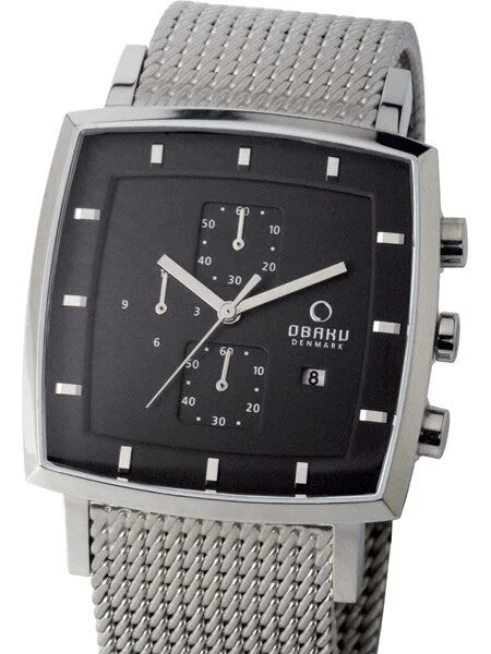 Obaku Harmony Charcoal Dial Stainless Steel Quartz Chronograph Watch #V134GCBMC2 40 mm kol saati