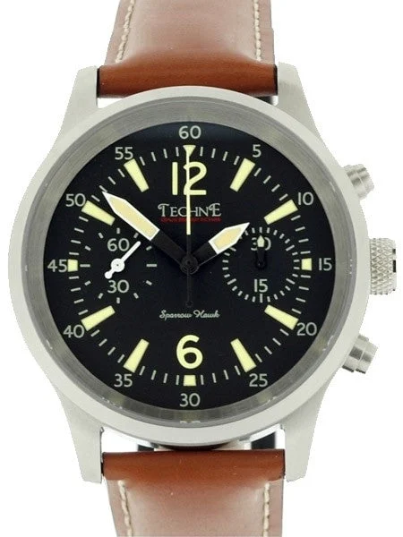 Techne SparrowHawk Hand Wind Pilot Chronograph with 30-minute Stopwatch #373.053 kol saati