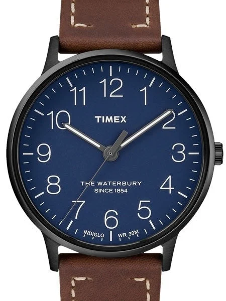 Timex Waterbury Quartz Watch with Blue Dial and INDIGLO Night-Light #TW2R25700ZA 40 mm kol saati
