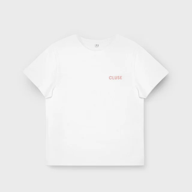 CLUSE T-Shirt White, Pink Logo, Large CT02801-L kol saati