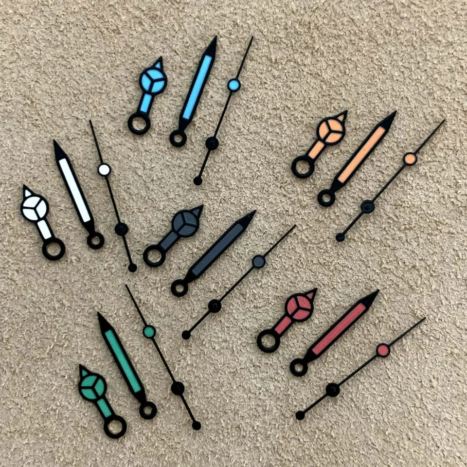 Tandorio Green luminous Watch Hands Benz Style needle black hands red blue green orange gray white suitable for Japanese NH35/36/4R movement 5659125572503 kol saati