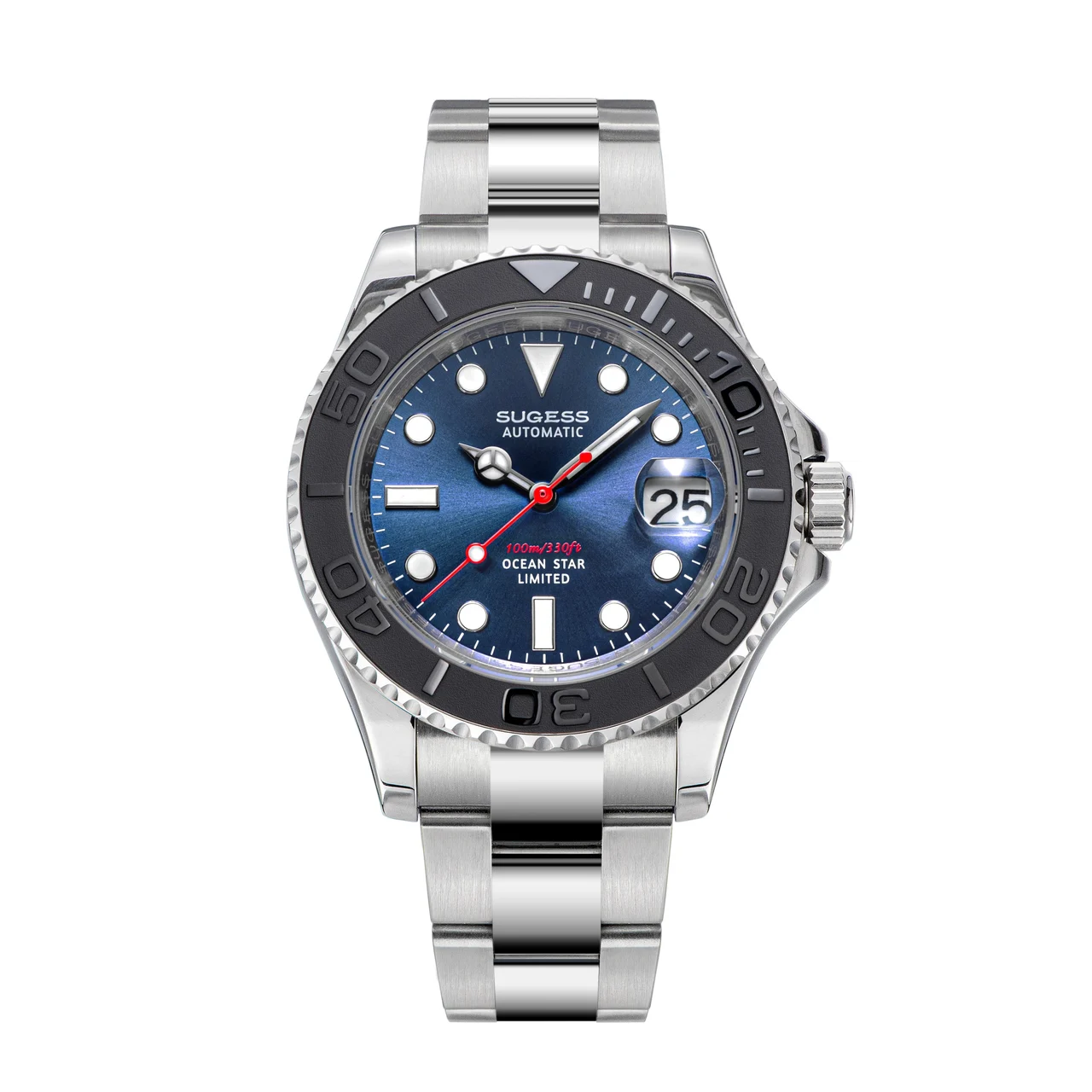 Sugess Ocean Star S450 YM Diver Watch NH35 Ceramic Bezel Blue Dial 40 mm kol saati
