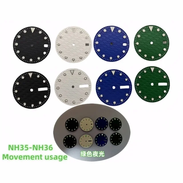 Tandorio Watch Dial Ocean Star Surface Single / Double Calendar Watch Faces Green Luminous