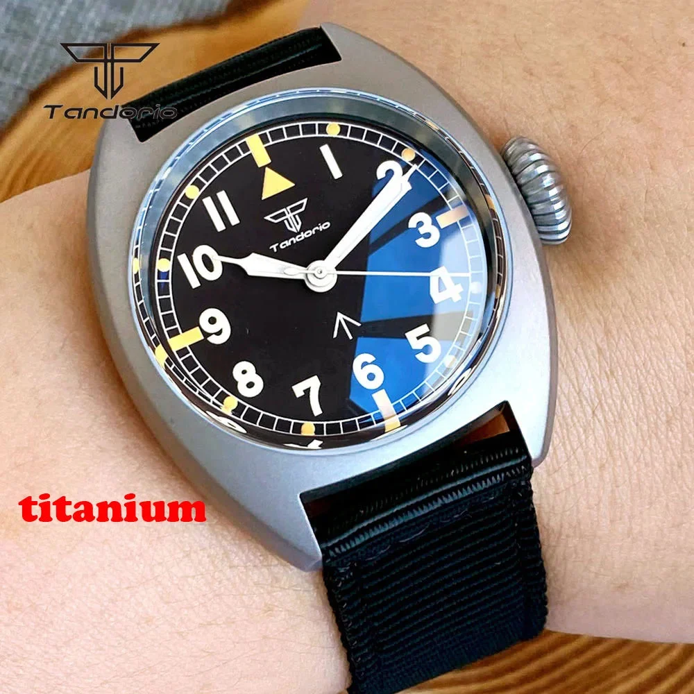 Tandorio Titanium Pilot Identity Crisis TD102T NH35 Automatic Domed AR Sapphire 36mm 14:350686#sterile dial 10;5:56964930#Seiko NH35A movement 36 mm kol saati