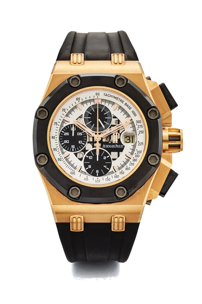 Audemars Piguet AUDEMARS PIGUET REF. 26078RO.OO.D001VS.01, ROYAL OAK OFFSHORE RUBENS BARRICHELLO II 18K PINK GOLD AND CERAMIC LIMITED 324/500 kol saati