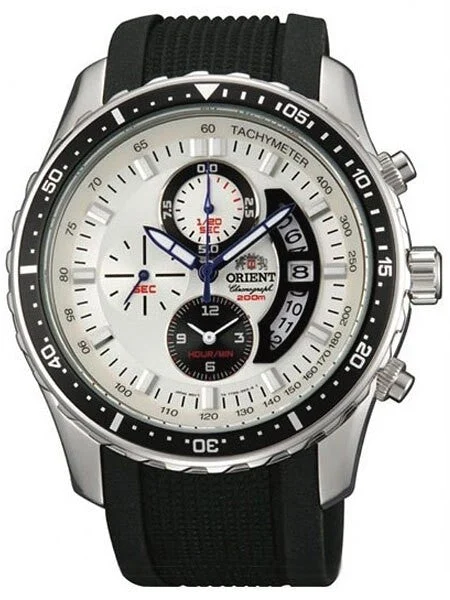 Orient Cayenne Sport Diver Chronograph Watch with Open Date Window and Tachymeter #TT0Q003