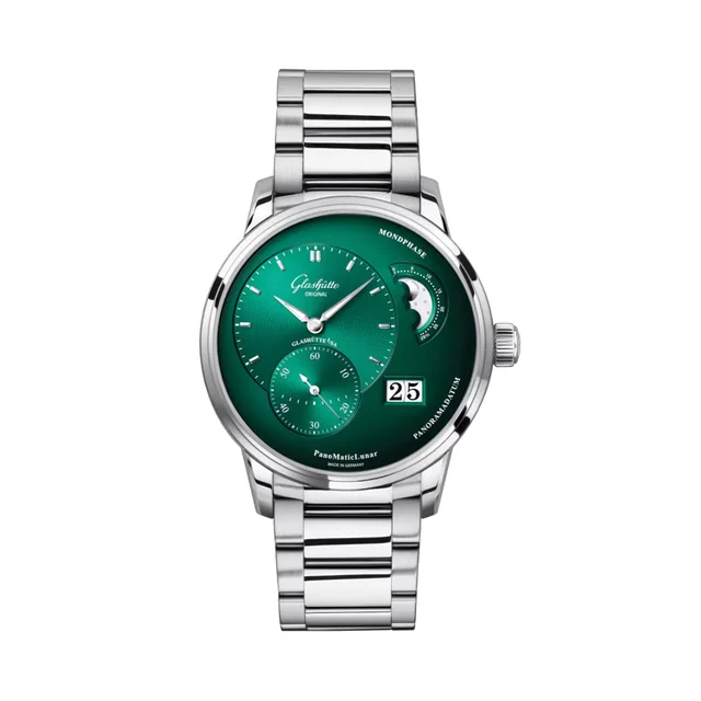 Glashutte Original PanoMaticLunar 40mm - Green on Bracelet 1-90-02-13-32-70 kol saati