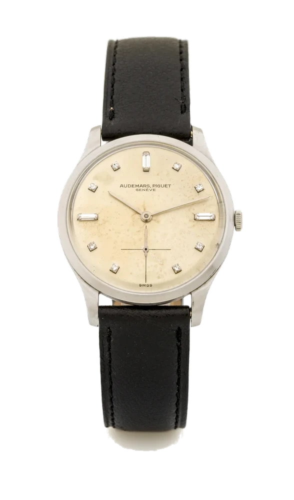 Audemars Piguet AUDEMARS PIGUET REF. 9927 PLATINUM & DIAMONDS Very fine, rare and elegant, manual winding platinum wristwatch with diamond dial and a platinum Audemars Piguet buckle kol saati