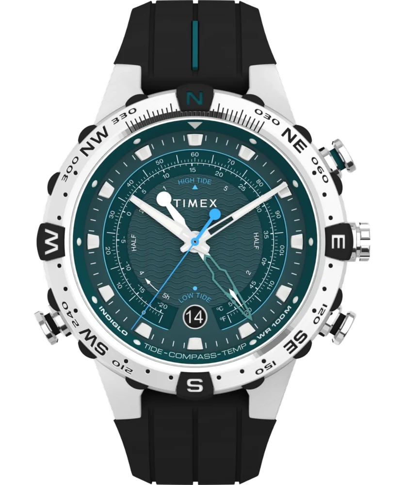 Timex Expedition Tide-Temp-Compass 45mm Silicone Strap Watch TW2W24200 45 mm kol saati