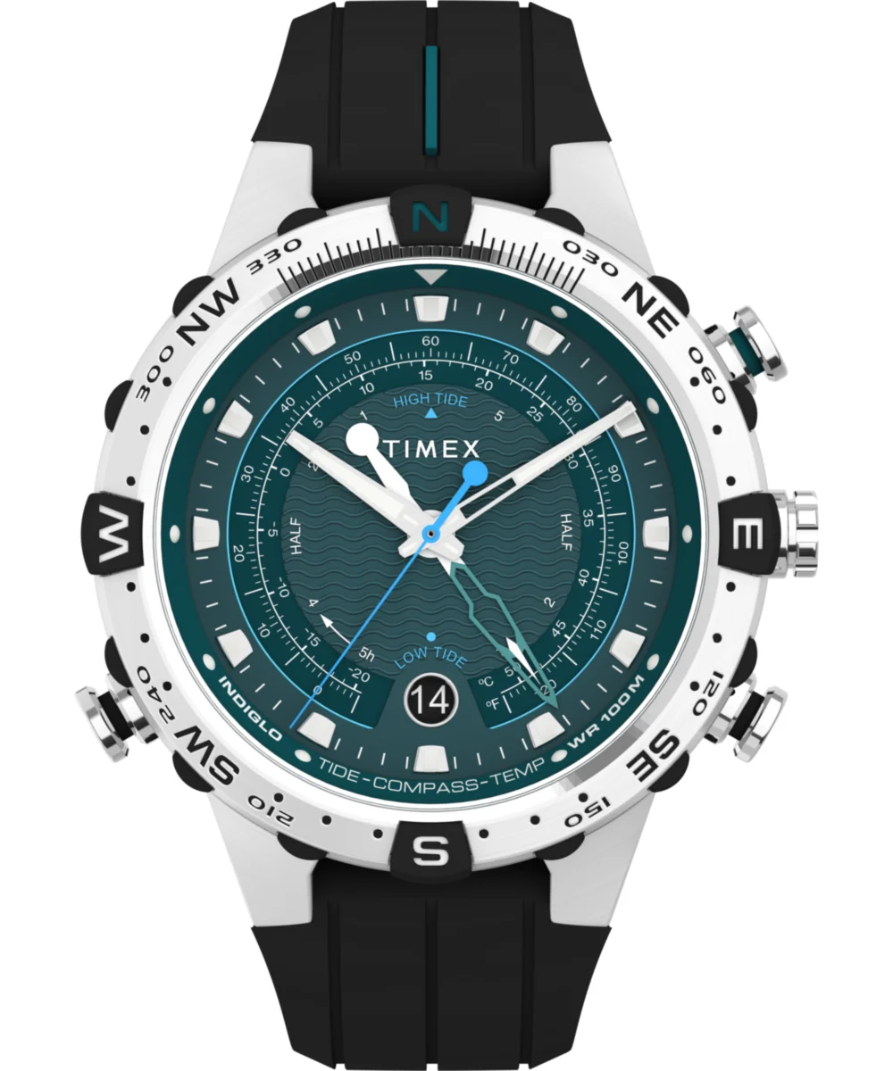 Timex Expedition Tide-Temp-Compass 45mm Silicone Strap Watch TW2W24200JR 45 mm kol saati