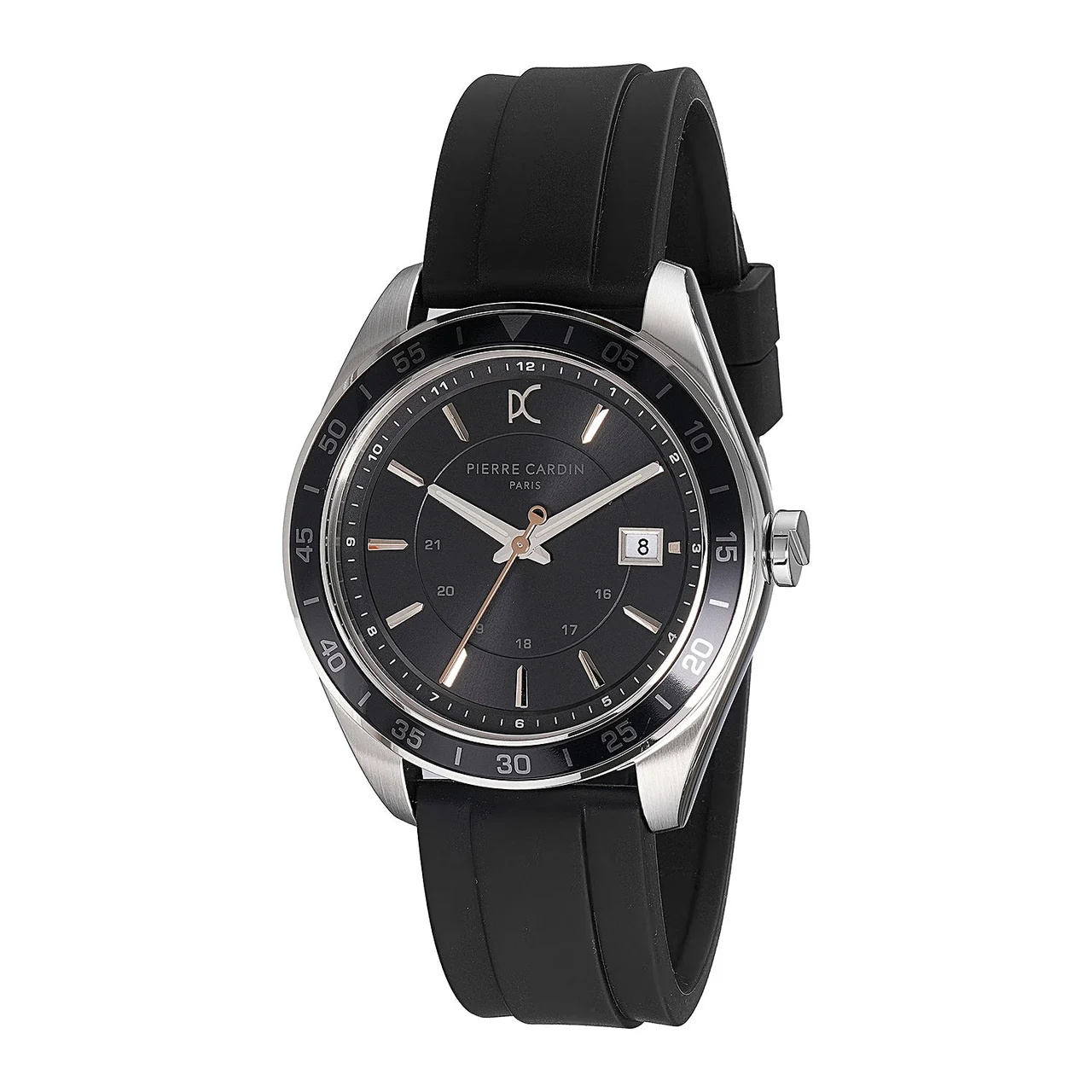 NATION Verre Men’s 42mm Sport Watch - Black Dial, Black Bezel with Black Silicone Strap CF.1003.PB 42 mm kol saati