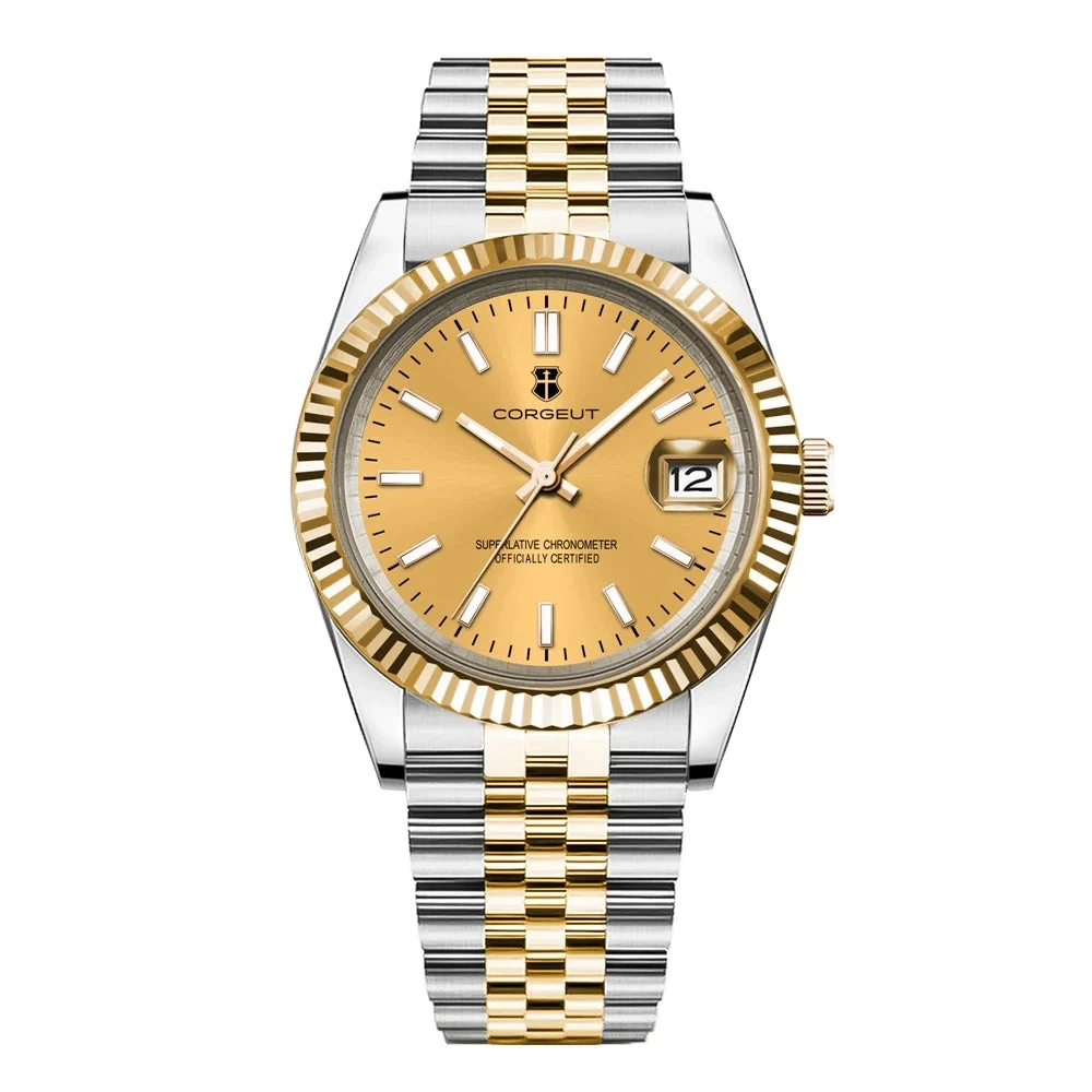 Tandorio Watches Corgeut Datejust CG2029 NH35A 36mm/39mm Jubilee dress Sapphire 10Bar 14:350850#blue no logo;5:57086108#39mm-glass back 39 mm kol saati