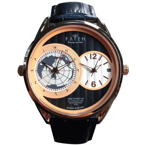 Fatehwatches Discovery III Rose Gold Black kol saati