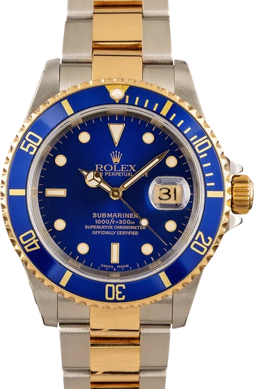 Rolex Blue Submariner 16613 Two Tone Oyster 16613LB kol saati