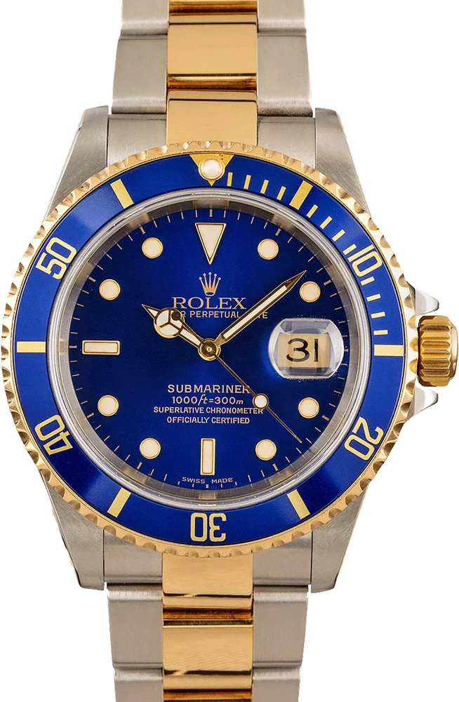 Rolex Blue Submariner 16613 Two Tone Oyster 16613LB 40 mm kol saati