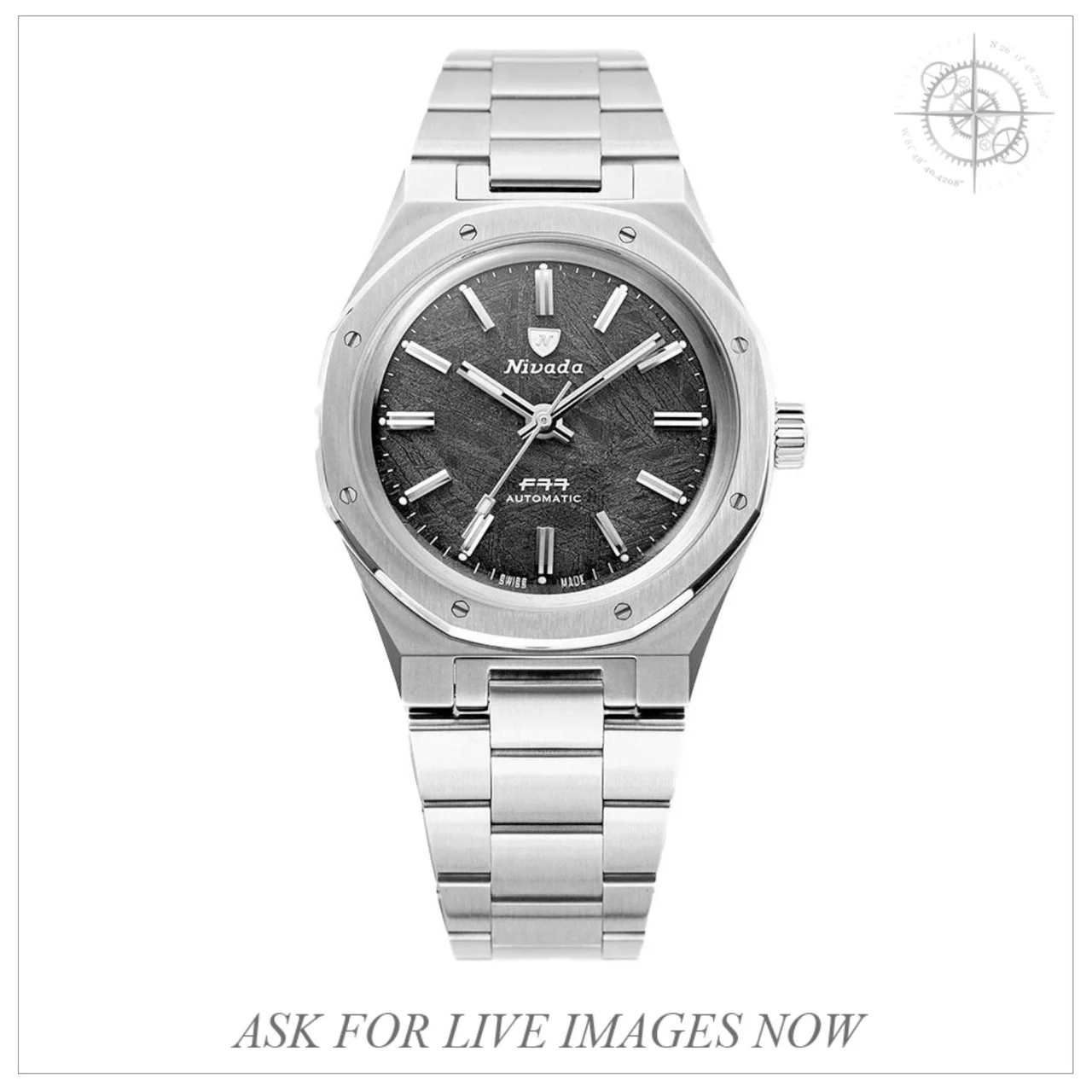 Nivada Grenchen Stainless Steel Meteorite 210009N35749 37 mm kol saati