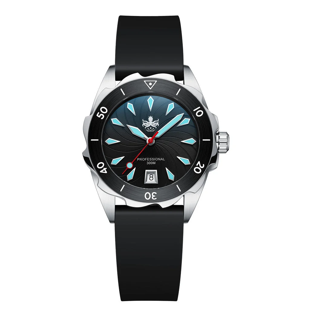 Phoibos Sea Nymph 300-Meter Swiss Quartz Dive Watch with Double-Dome Sapphire Crystal #PX021C 36 mm kol saati