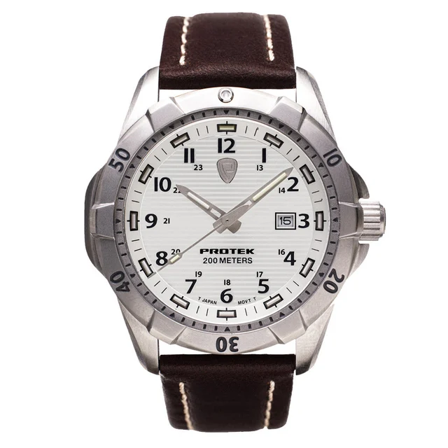 Protek Steel Tritium Dive Watch 2000 Series with White Dial #PT2005 kol saati
