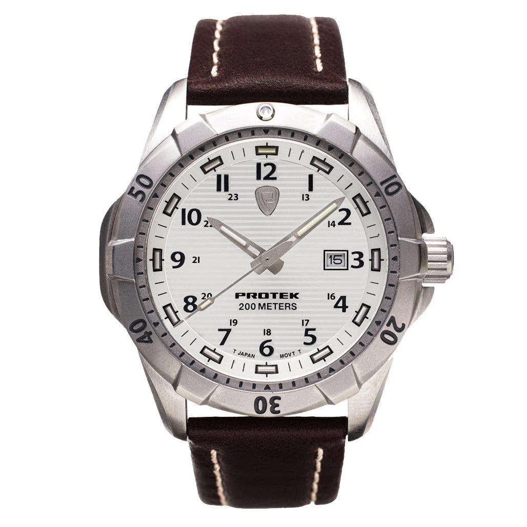 Protek Steel Tritium Dive Watch 2000 Series with White Dial #PT2005 kol saati