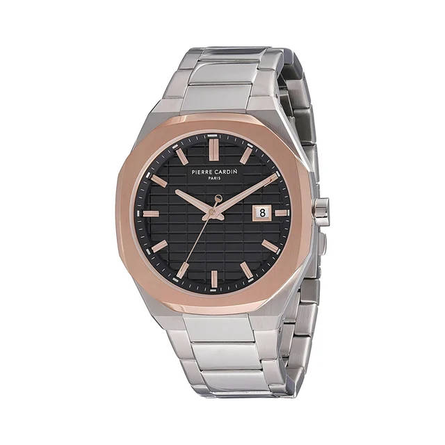 Elysee Maison 8 Checkers Men’s 42mm Two-Tone Stainless Steel Watch - Black Checkered Dial