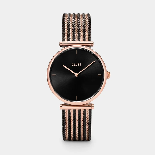 CLUSE Triomphe Watch Mesh, Black, Rose Gold Colour CW0101208005 kol saati