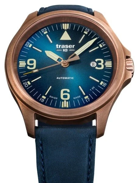 Traser Officer Pro Swiss Automatic Watch with a Vintage Bronze Case, AR Sapphire Crystal #
