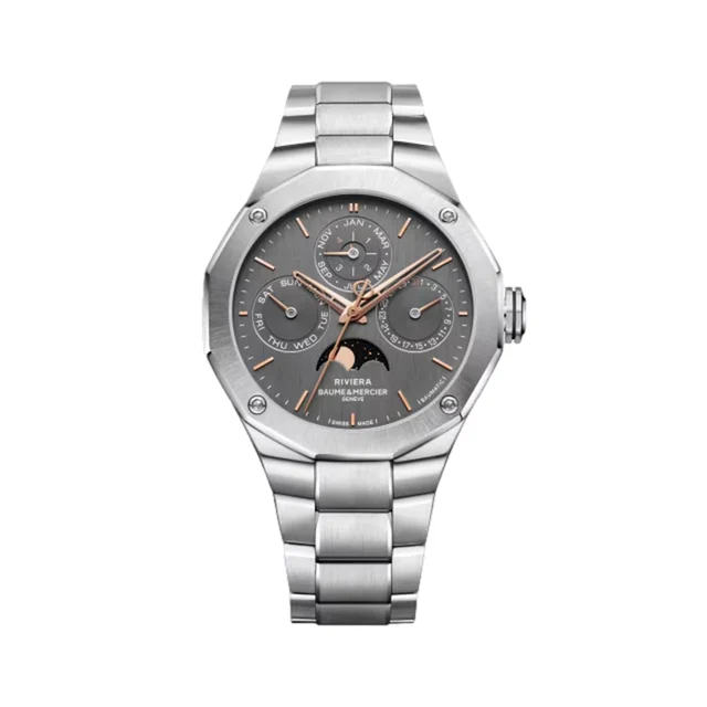 Baume Et Mercier Riviera 10786 Perpetual Calendar Limited Edition Automatic 40mm - Grey on