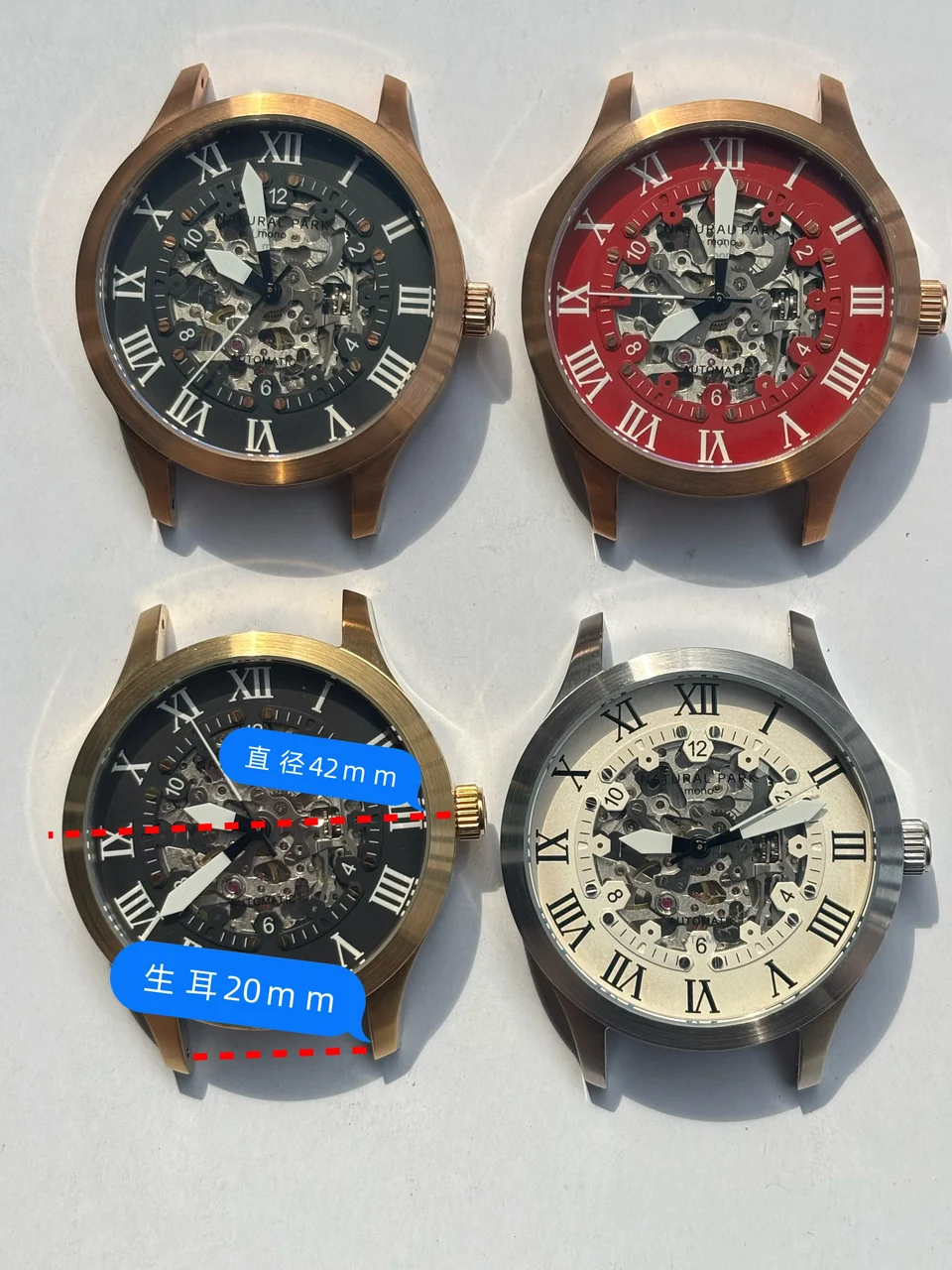 Tandorio Skeleton Field Watch Japanese Miyota 8N24 hollow automatic hollow watch 3ATM Glass back 6212934759370 42 mm kol saati