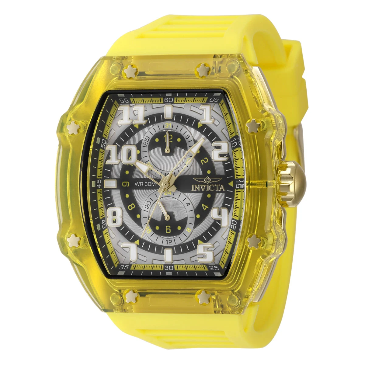 Invicta Open Box Racing Cyclone Watch - 48.5mm, Yellow (AIC-48714) 48.5 mm kol saati
