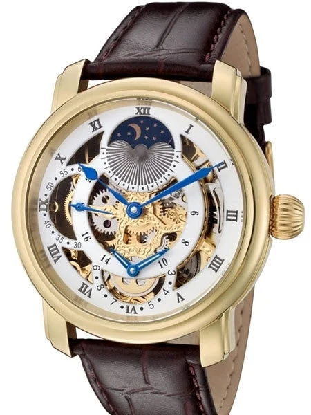 Rougois Dual Time Zone Skeleton Automatic Watch with Day/Night Moonphase #RG305G kol saati