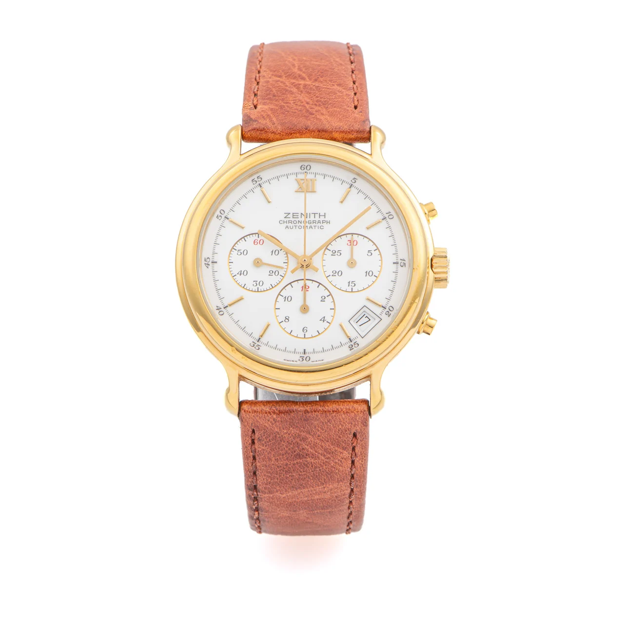 Zenith Ref. 20/0023.400.621, self-winding, chronograph, minute and hour counters, date; “El Primero”, gilded metal kol saati
