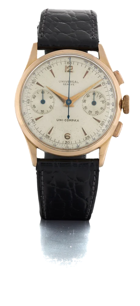 Universal Medico-compax Chronograph, Yellow Gold 12445 34 mm kol saati