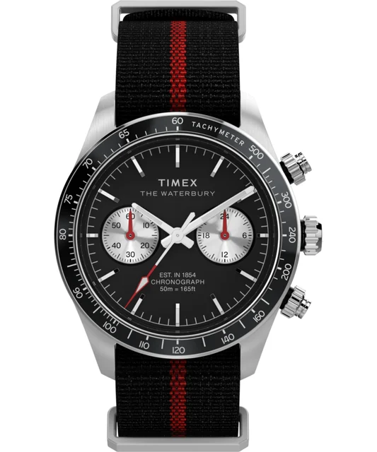 Timex Waterbury Heritage Chronograph 39mm Fabric Strap Watch TW2Y38900VQ kol saati