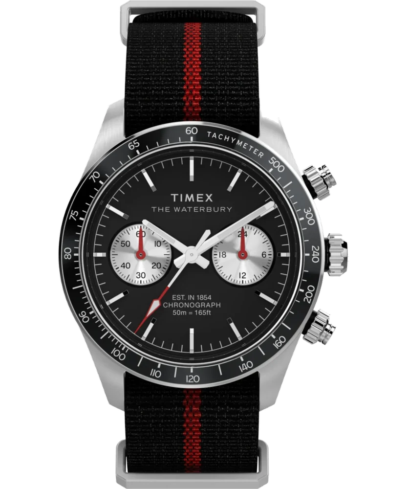 Timex Waterbury Heritage Chronograph 39mm Fabric Strap Watch TW2Y38900 39 mm kol saati