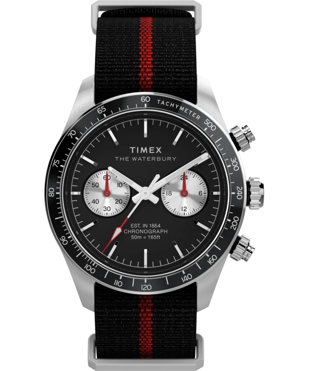 Timex Waterbury Heritage Chronograph 39mm Fabric Strap Watch TW2Y38900VQ 39 mm kol saati