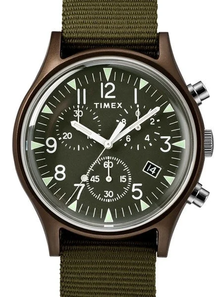 Timex Quartz Chronograph with Green Dial and INDIGLO Night-Light #TW2R67800VQ 40 mm kol saati