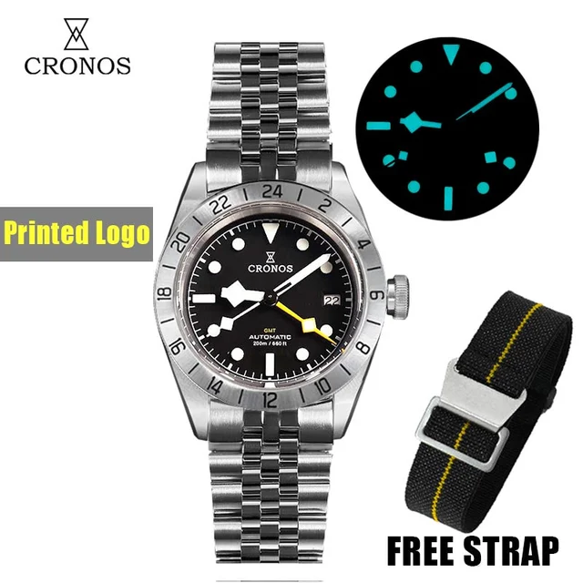Cronos Watch Store Cronos GMT BB Pro 39mm NH34 Automatic Men Watch L6022 克诺时-L6022-真钉logo钢